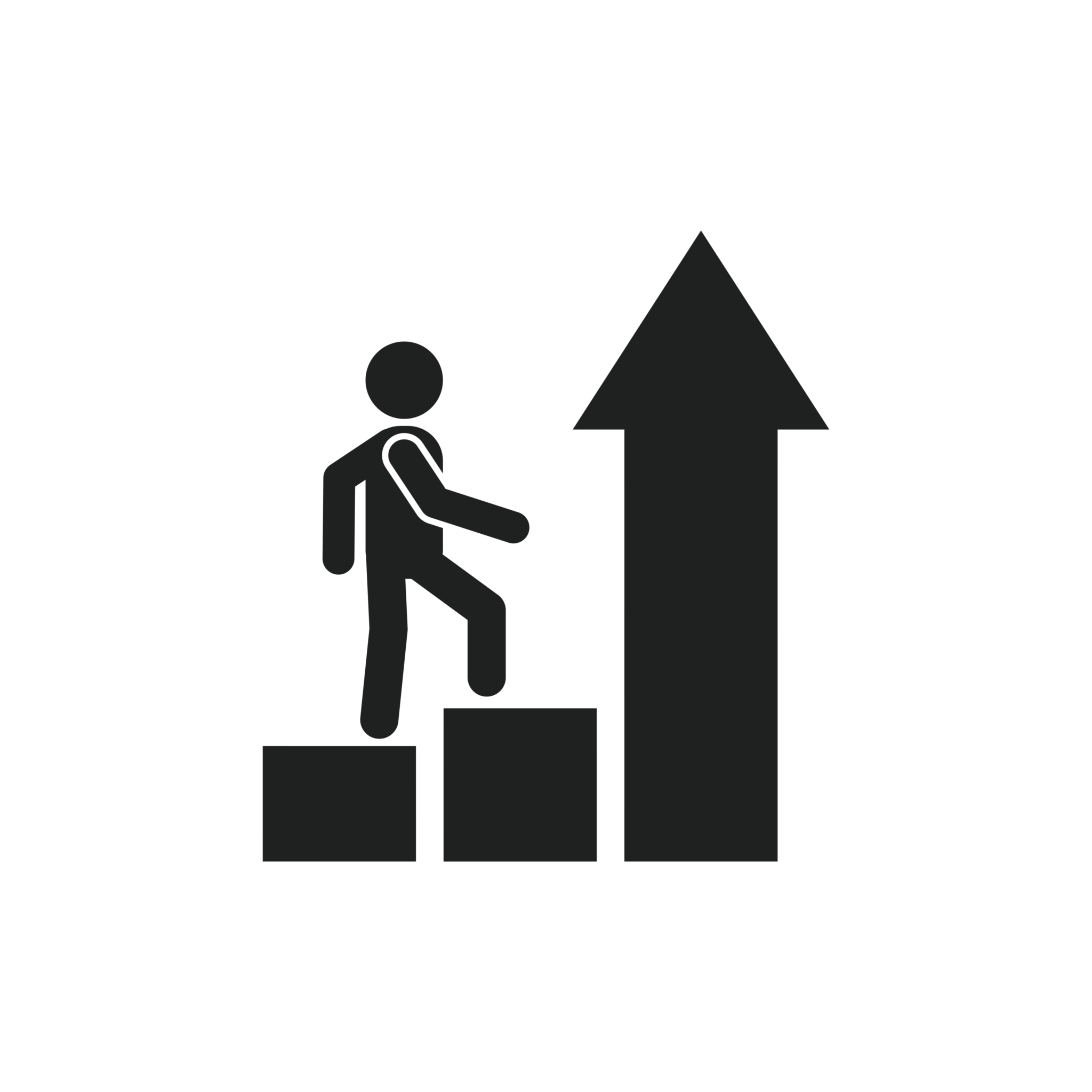 Clipart of man walking up stairs to an up arrow